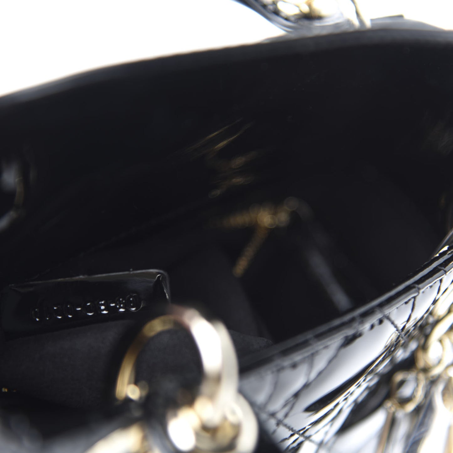 Patent Cannage Mini Lady Dior Black