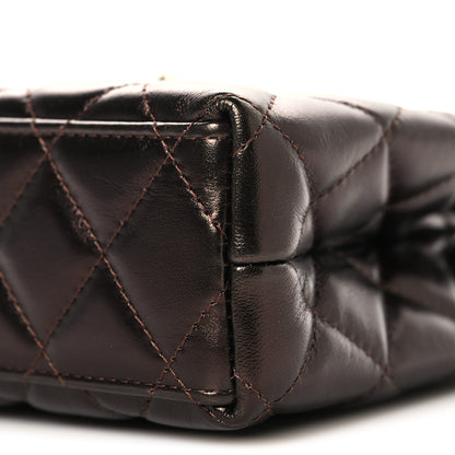 Chanel Metallic Aged Calfskin Quilted Nano Kelly Shopper Dark Brown 9 of 10