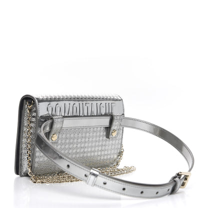 Christian Dior Metallic Patent Micro-Cannage 30 Montaigne 2 in 1 Pouch Silver 4 of 9