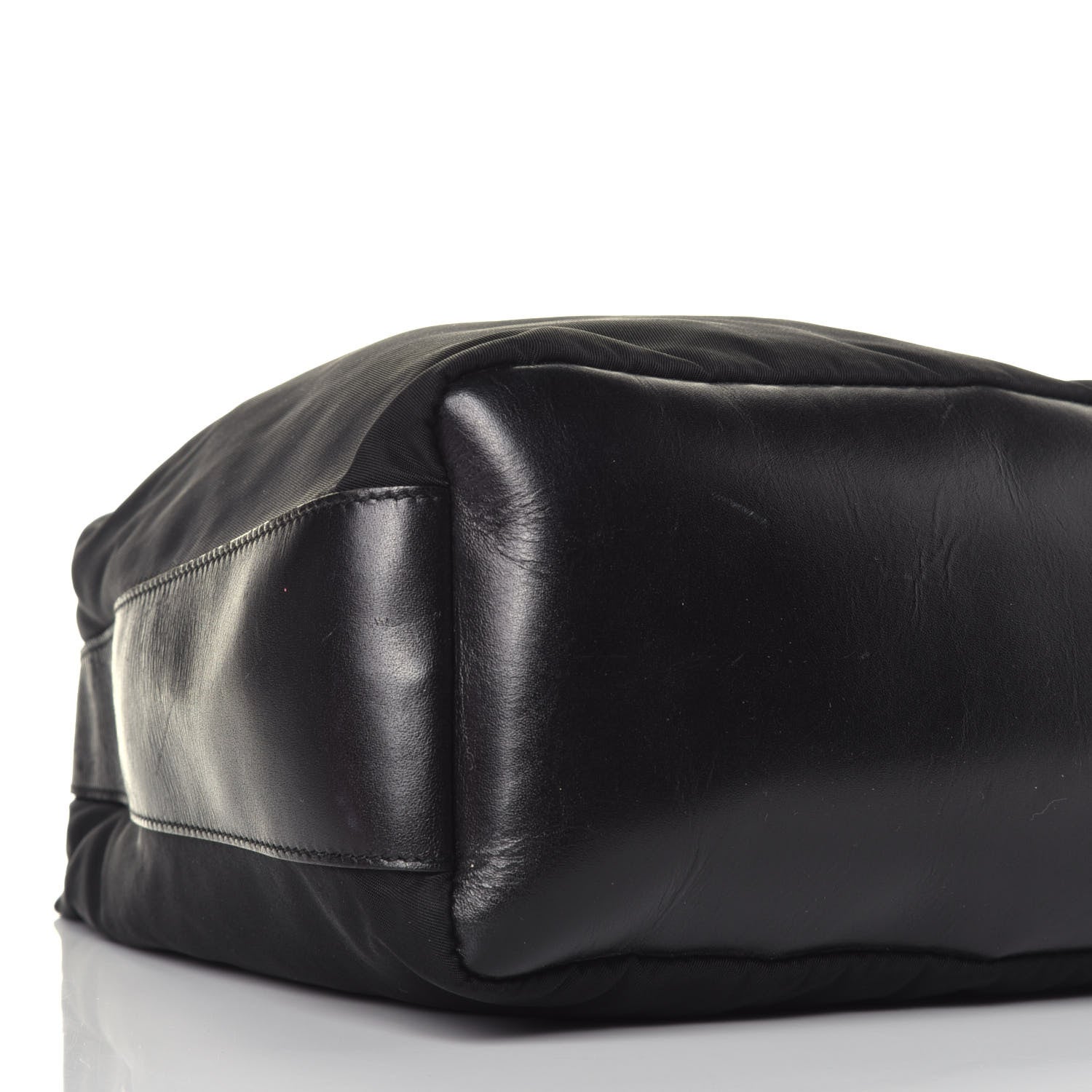 Prada Tessuto Nylon Calfskin Hobo Black 7 of 10