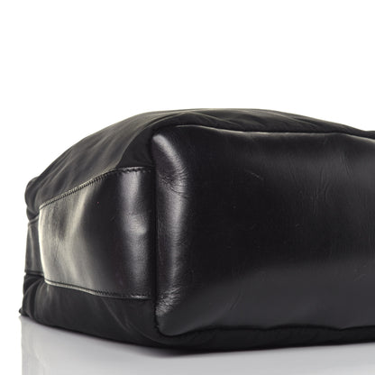 Prada Tessuto Nylon Calfskin Hobo Black 7 of 10
