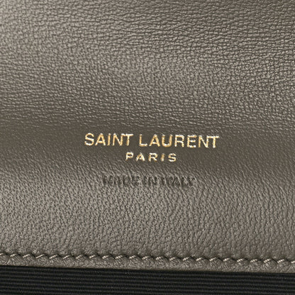 Saint Laurent Grain De Poudre Textured Mixed Matelasse Triquilt Monogram Clutch Piombo 6 of 8