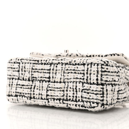 Chanel Tweed Quilted Mini Rectangular Flap White Black 10 of 12