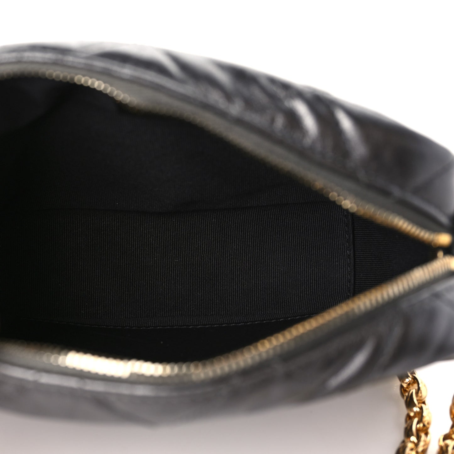 Metallic Calfskin Pearl Quilted CC Mini Camera Case Ruthenium