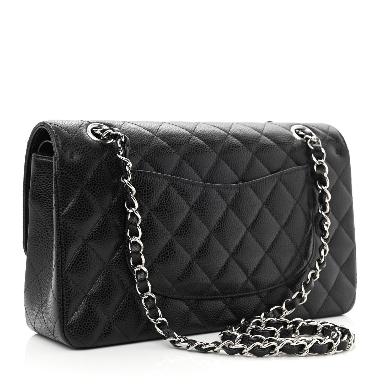 Caviar Quilted Medium Double Flap Black