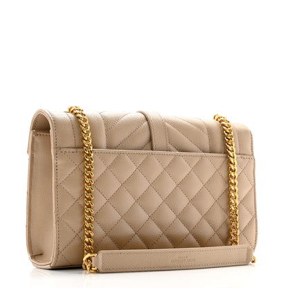 Saint Laurent Grain De Poudre Textured Mixed Matelasse Triquilt Small Monogram Satchel Dark Beige 3 of 9