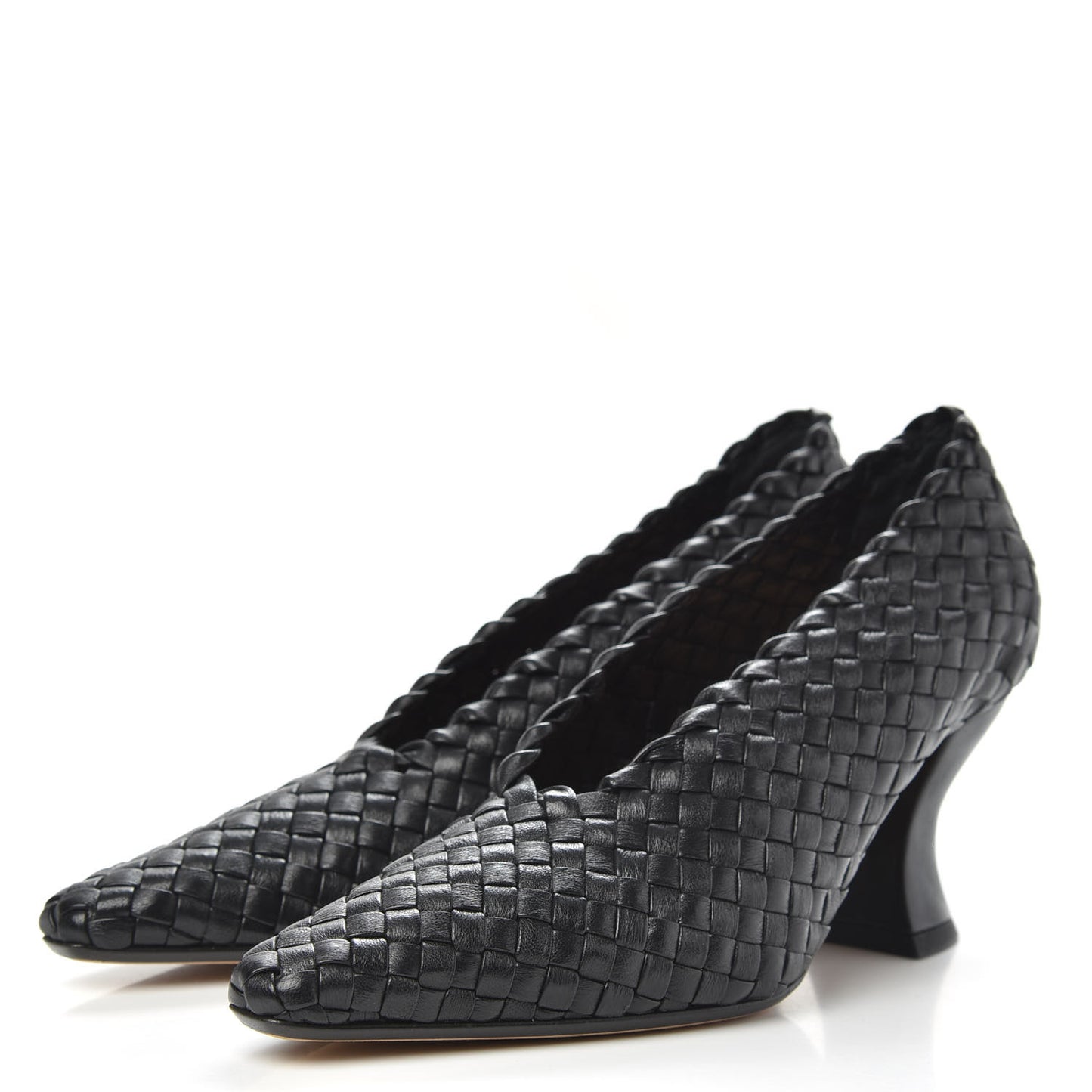 Nappa Intrecciato Almond Pumps 36 Black