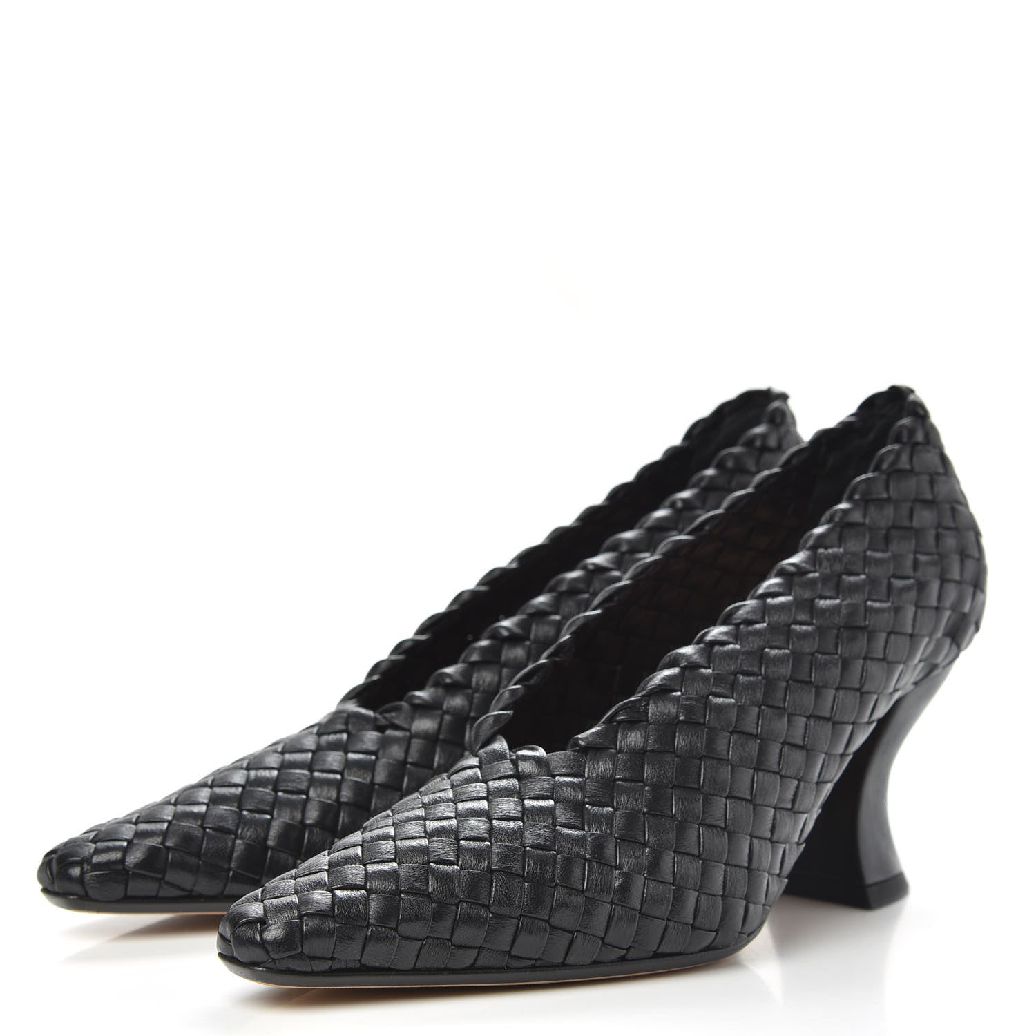 Bottega Veneta Nappa Intrecciato Almond Pumps 36 Black 3 of 11