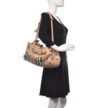 Burberry Calfskin Quilted House Check Shoulder Bag Beige 2 of 15