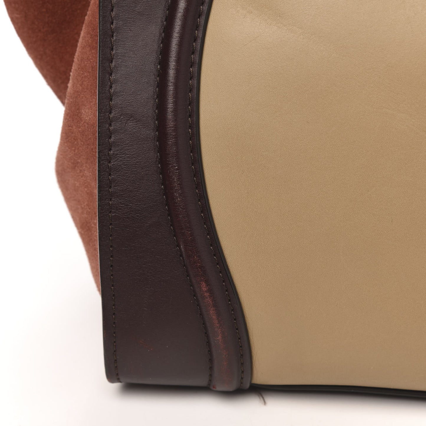 Satin Calfskin Suede Mini Tri-Color Luggage Beige