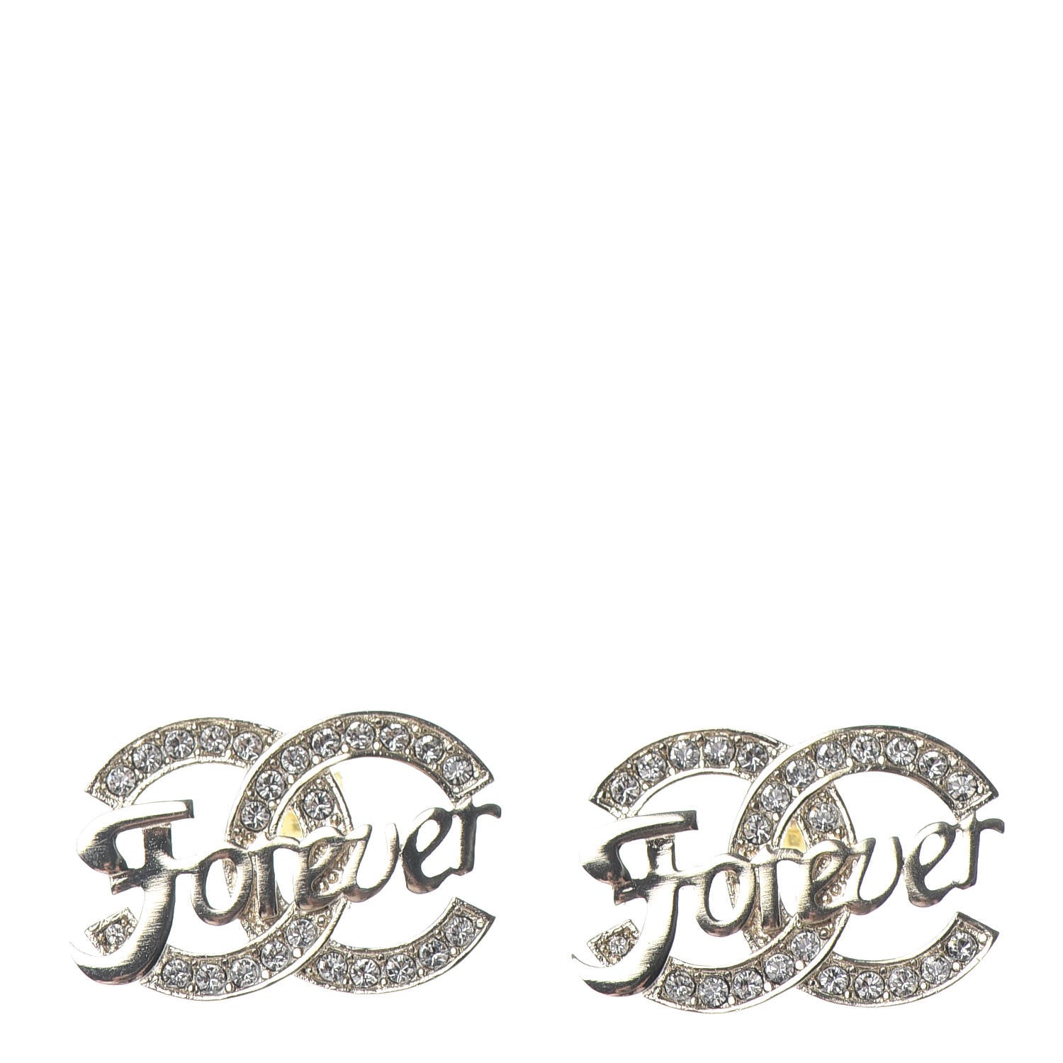 Chanel Crystal CC Forever Earrings Gold 1 of 5