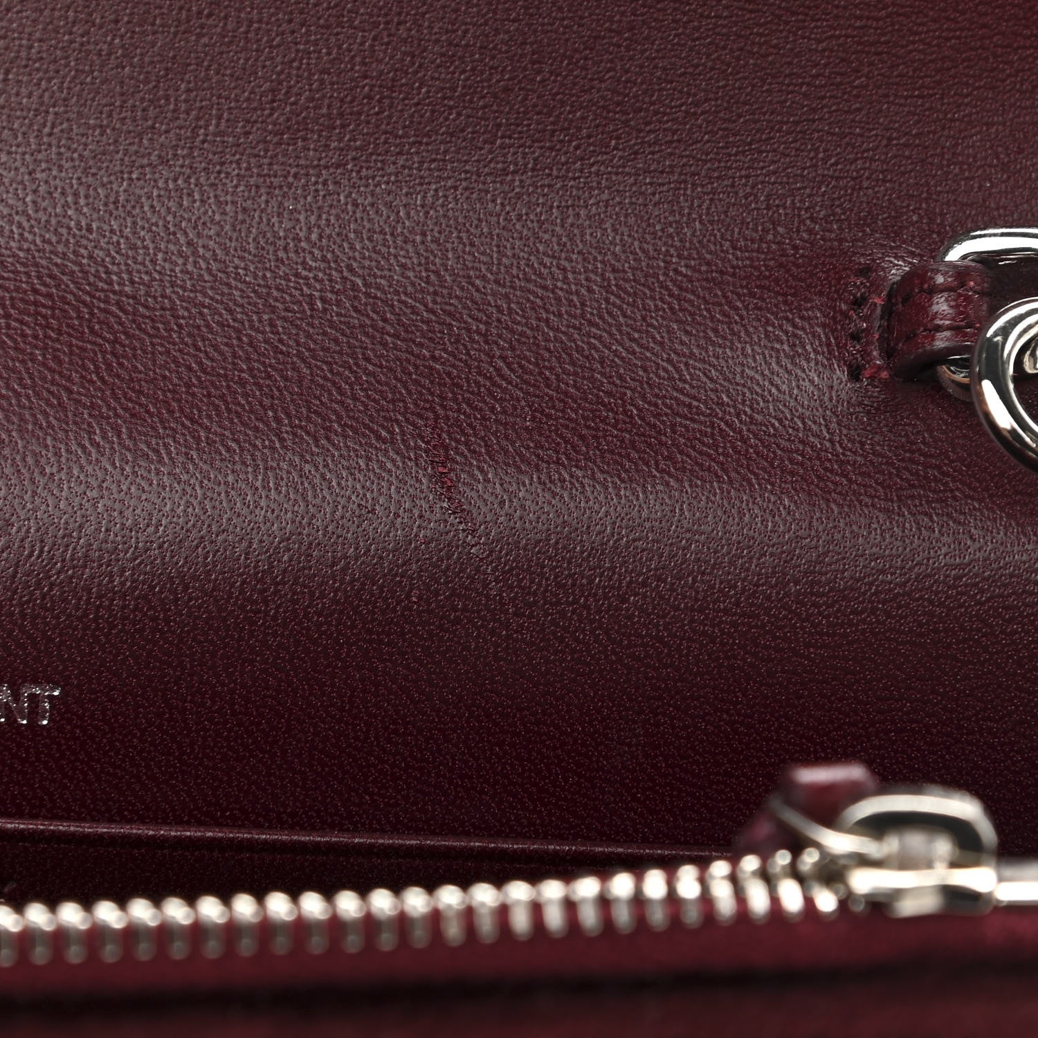 Saint Laurent Velvet Crystal Monogram Kate Tassel Shoulder Bag Burgundy 11 of 13