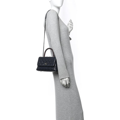 Chanel Caviar Lizard Quilted Mini Coco Handle Flap Navy 2 of 11