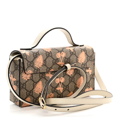Gucci GG Supreme Monogram Berry Textured Dollar Calfskin Mini Padlock Top Handle Shoulder Bag Beige Ebony Light Copper Mystic White 3 of 10