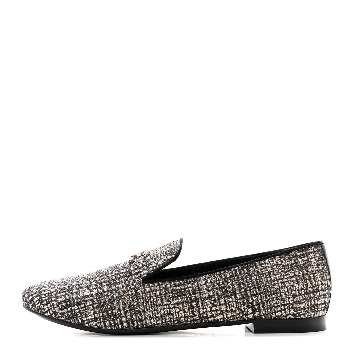 Chanel Fantasy Fabric Grosgrain CC Mocassin Loafers 41 Pink Black 1 of 9