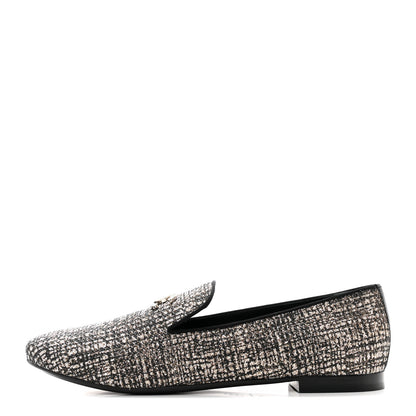 Chanel Fantasy Fabric Grosgrain CC Mocassin Loafers 41 Pink Black 1 of 9