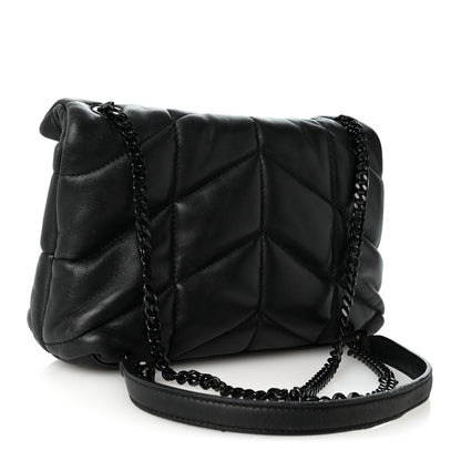 Saint Laurent Lambskin Quilted Toy Loulou Puffer Monogram Monochrome Chain Satchel Black 3 of 10