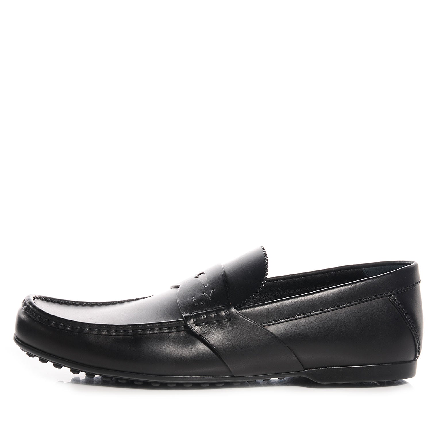 Louis Vuitton Mens Leather Contest Car Loafers Black 8.5 1 of 8