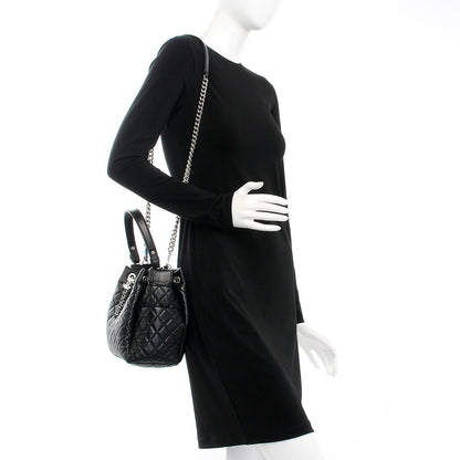 Chanel Lambskin Quilted Small Chain Bucket Bag Black 2 of 9
