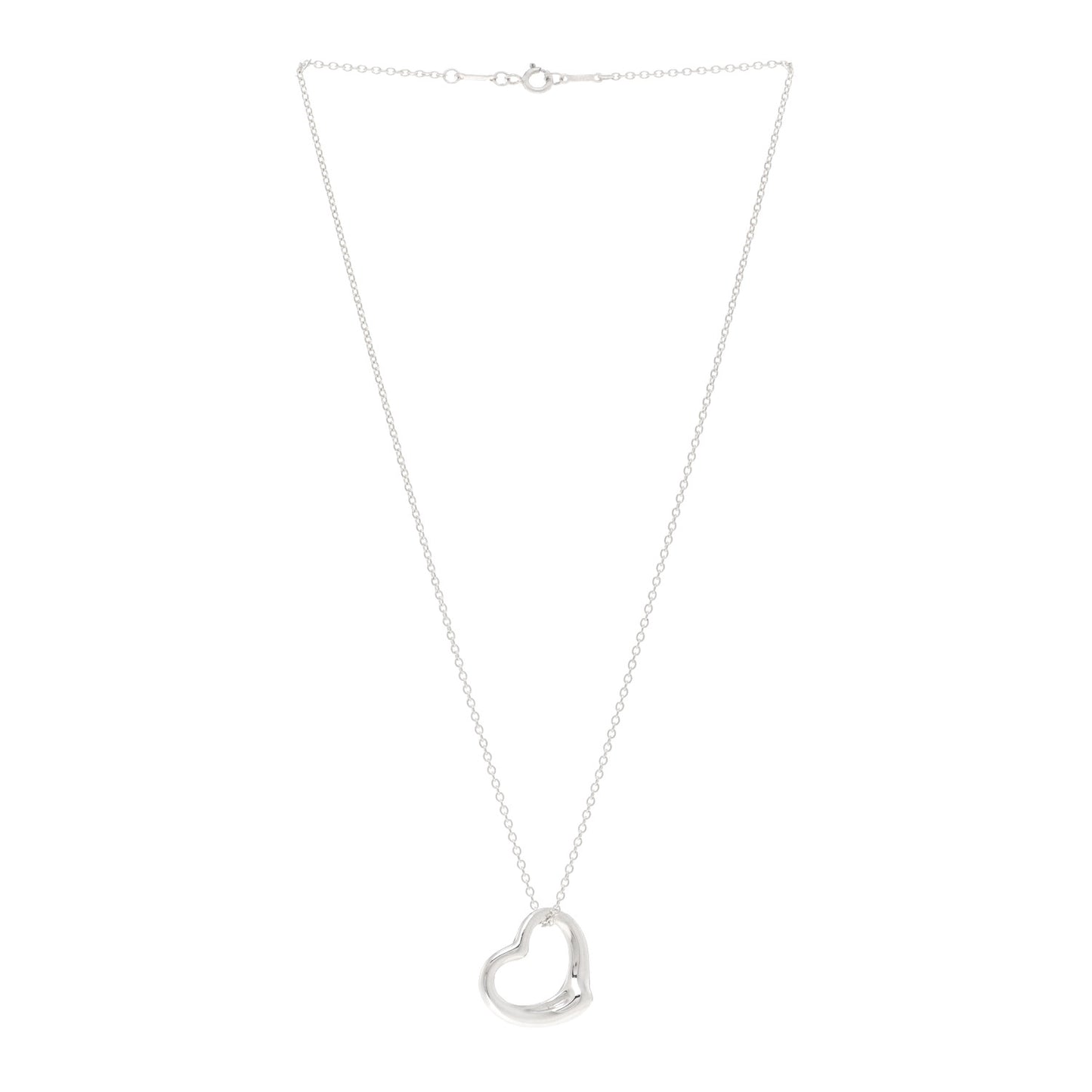 Sterling Silver 22mm Elsa Peretti Open Heart Pendant Necklace