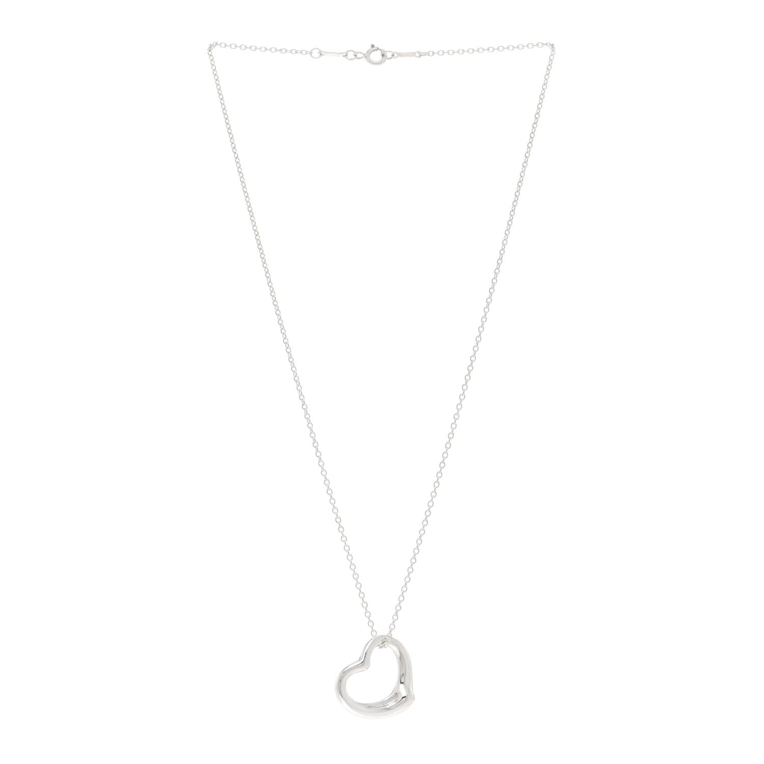 Tiffany Sterling Silver 22mm Elsa Peretti Open Heart Pendant Necklace 3 of 5