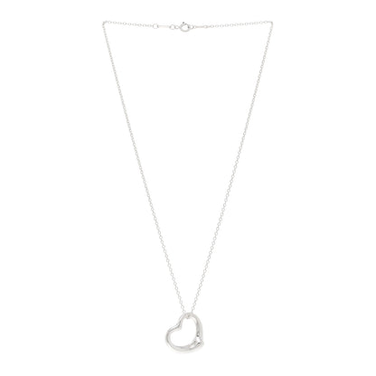 Tiffany Sterling Silver 22mm Elsa Peretti Open Heart Pendant Necklace 3 of 5