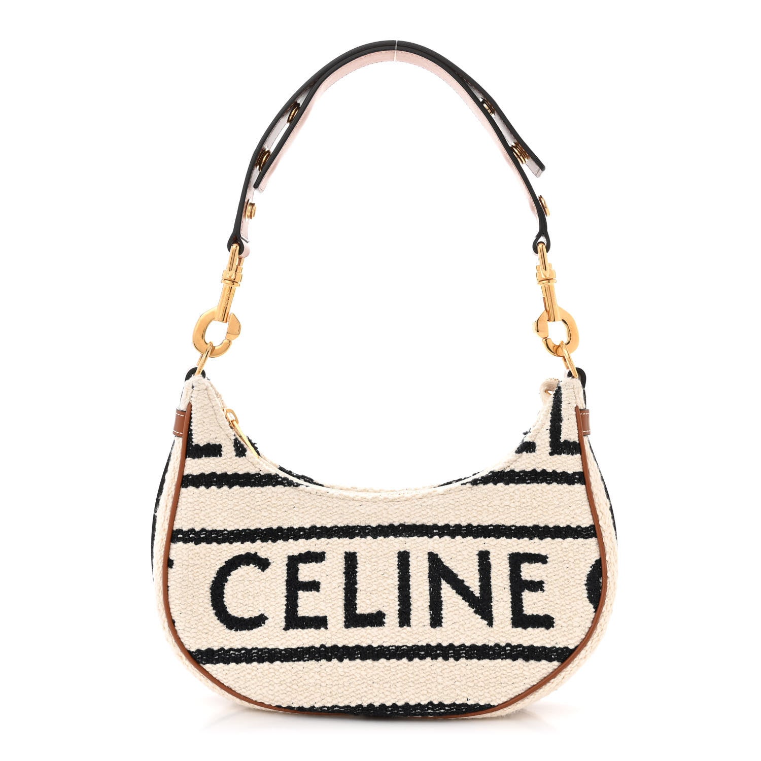 Celine Textile Medium Ava Shoulder Bag White Black 1 of 11