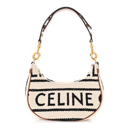 Celine Textile Medium Ava Shoulder Bag White Black 1 of 11