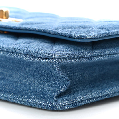 Chanel Denim Quilted CC Pearl Crush Wallet On Chain WOC Blue 11 of 12