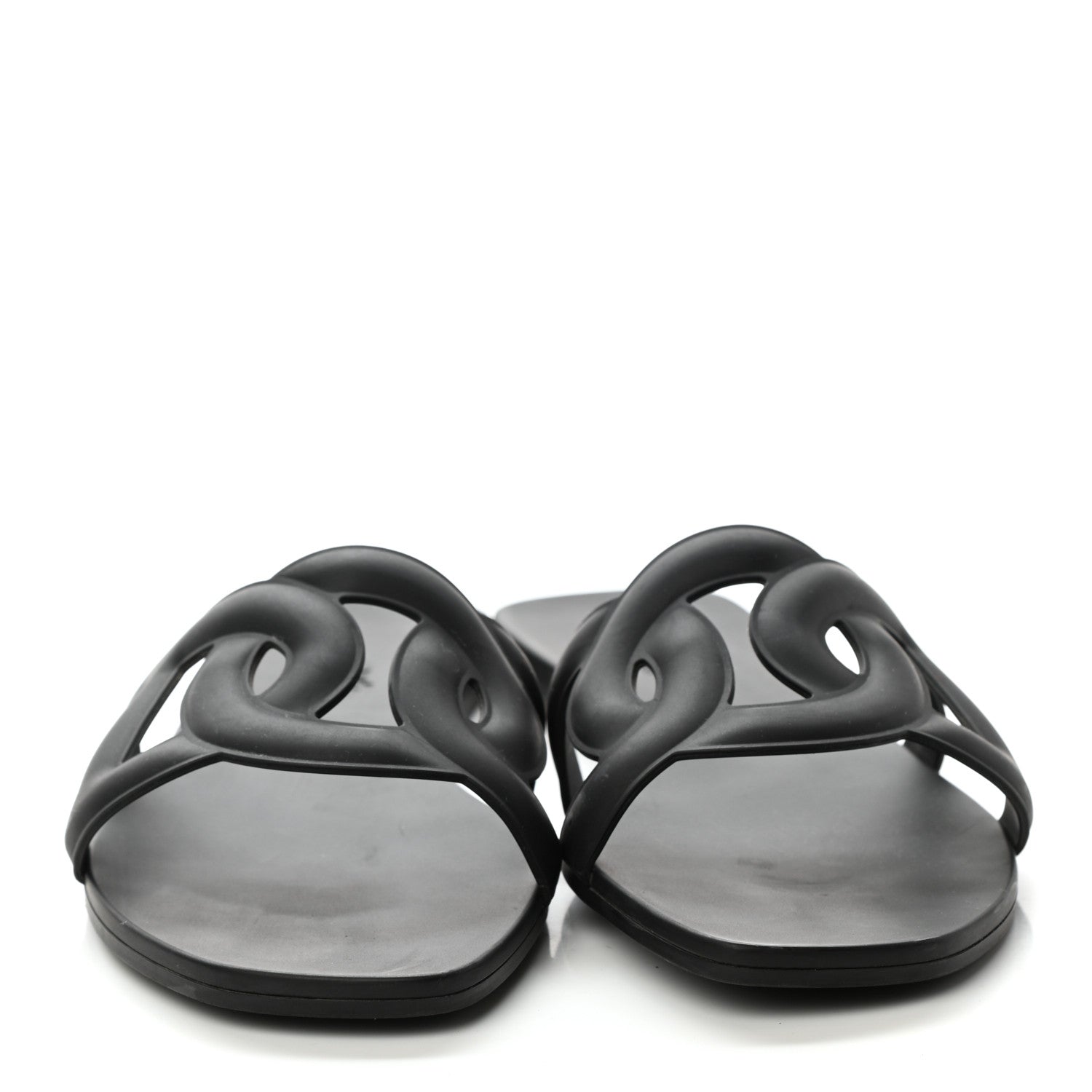 Hermes Rubber Aloha Sandals 39 Black 2 of 8