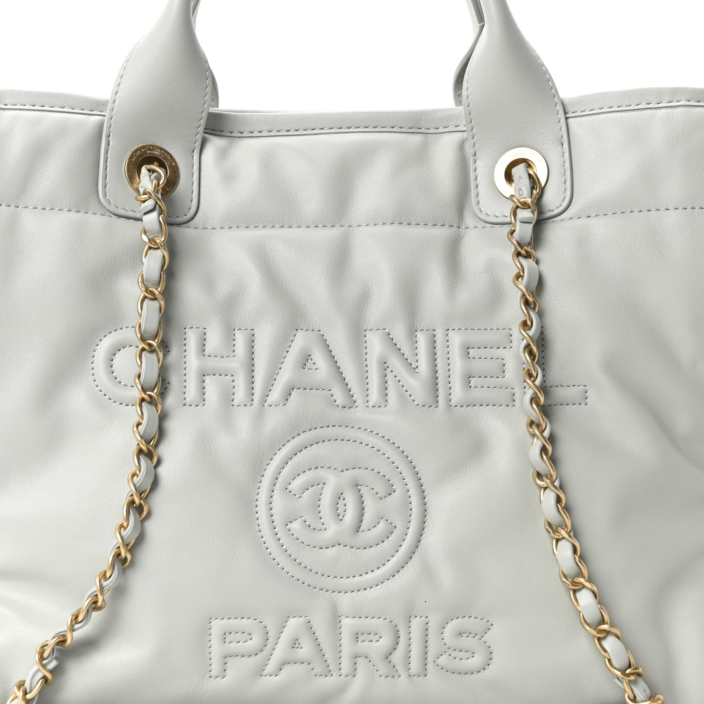 Calfskin Small Deauville Tote Light Grey