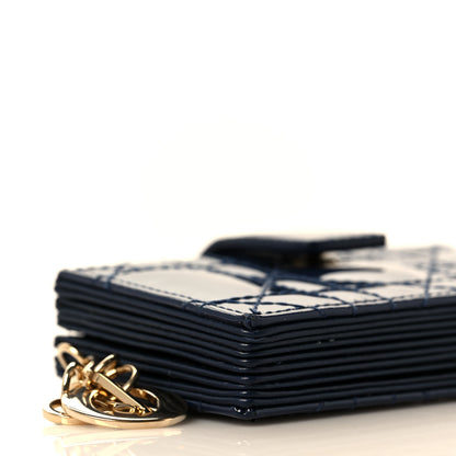 Christian Dior Patent Cannage Lady Dior 5-Gusset Card Holder Navy Blue 8 of 9