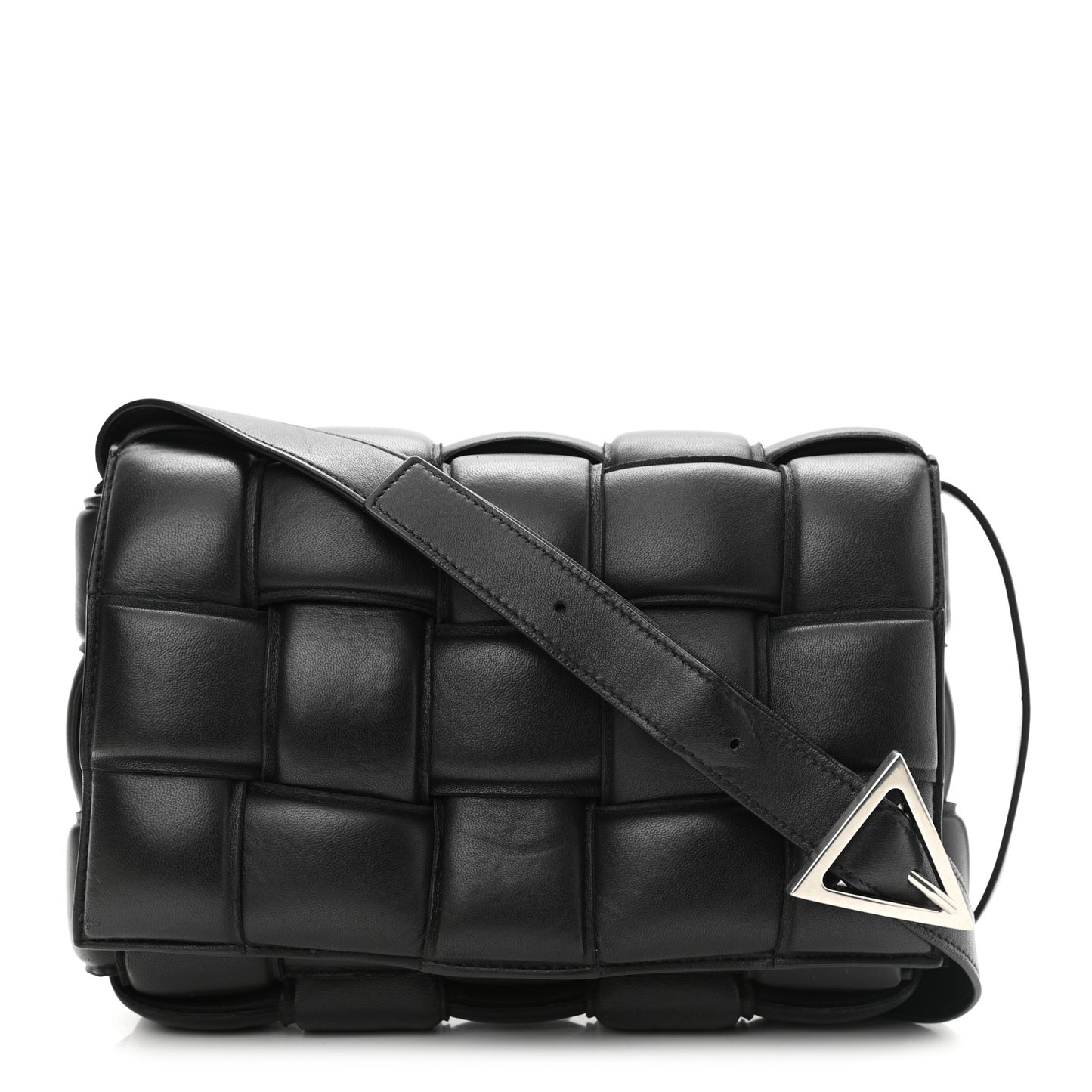 Nappa Maxi Intreccio Padded Cassette Crossbody Bag Black