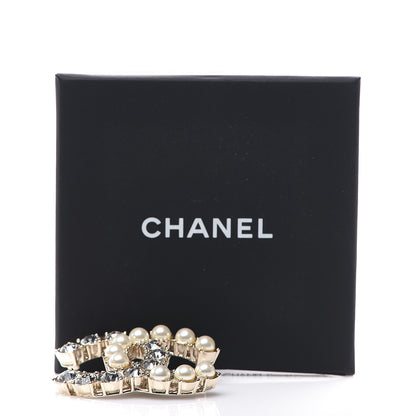 Chanel Crystal Pearl CC Dazzling Domino Brooch Gold 4 of 4