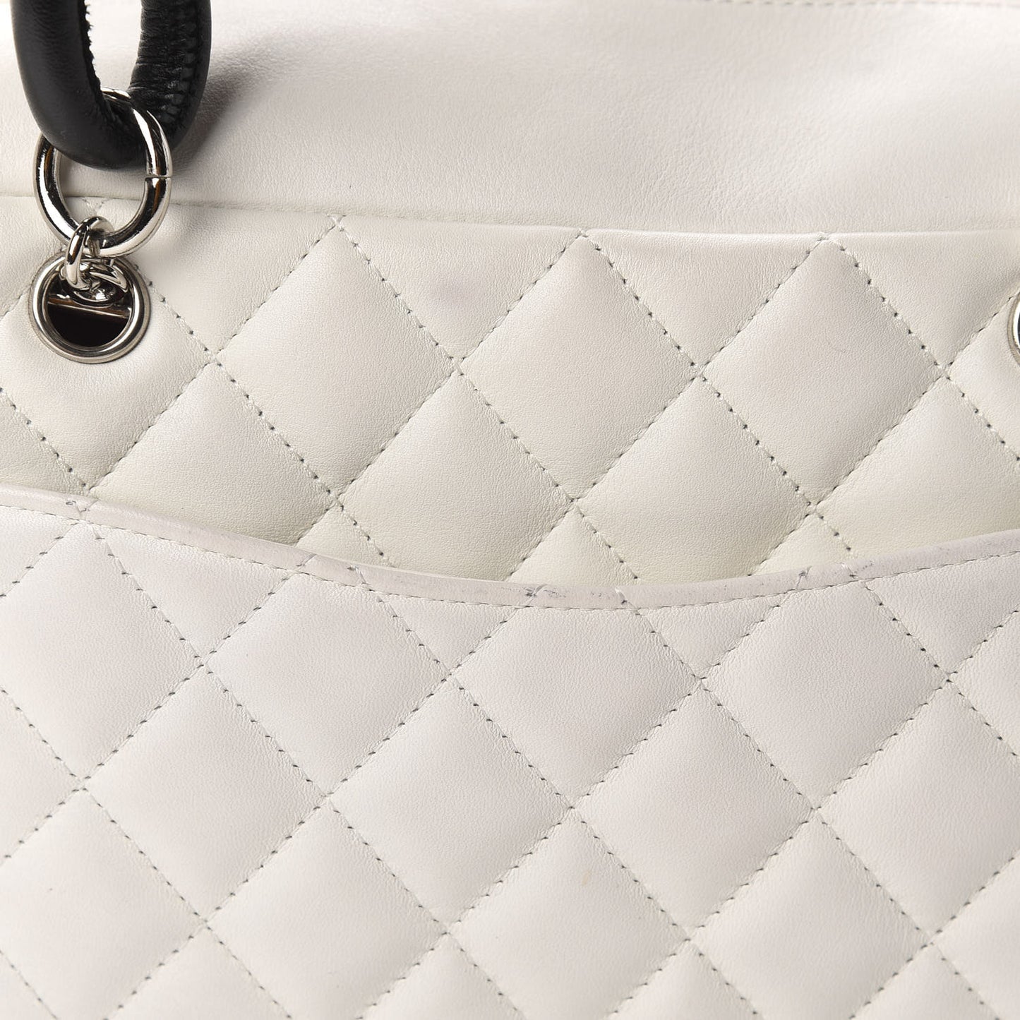 Calfskin Quilted Large Cambon Bowler White Black