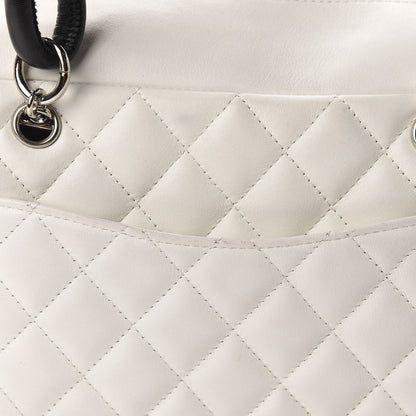 Chanel Calfskin Quilted Large Cambon Bowler White Black 12 of 13