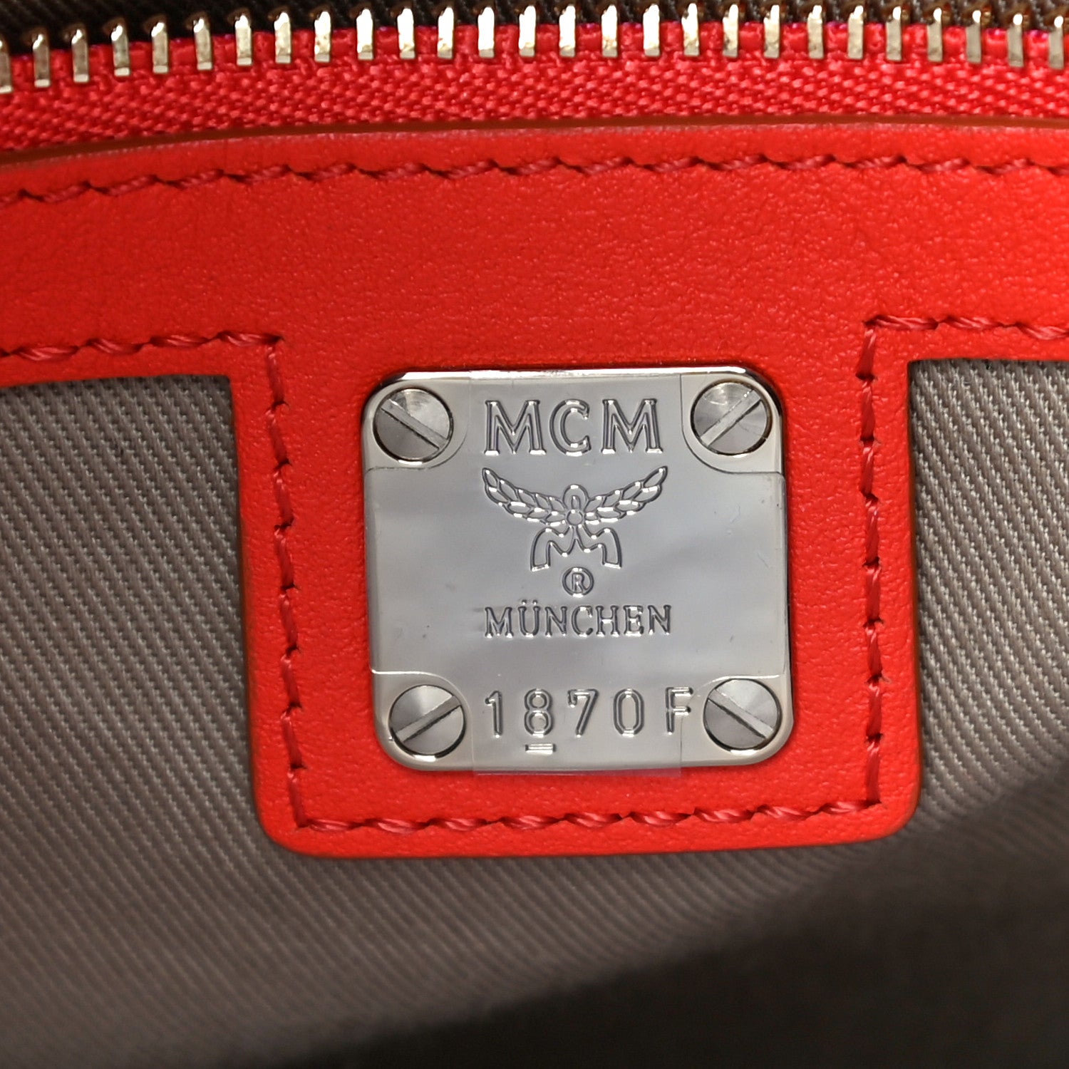 MCM Calfskin Ottomar Monogram Essential Bucket Hot Coral 6 of 9
