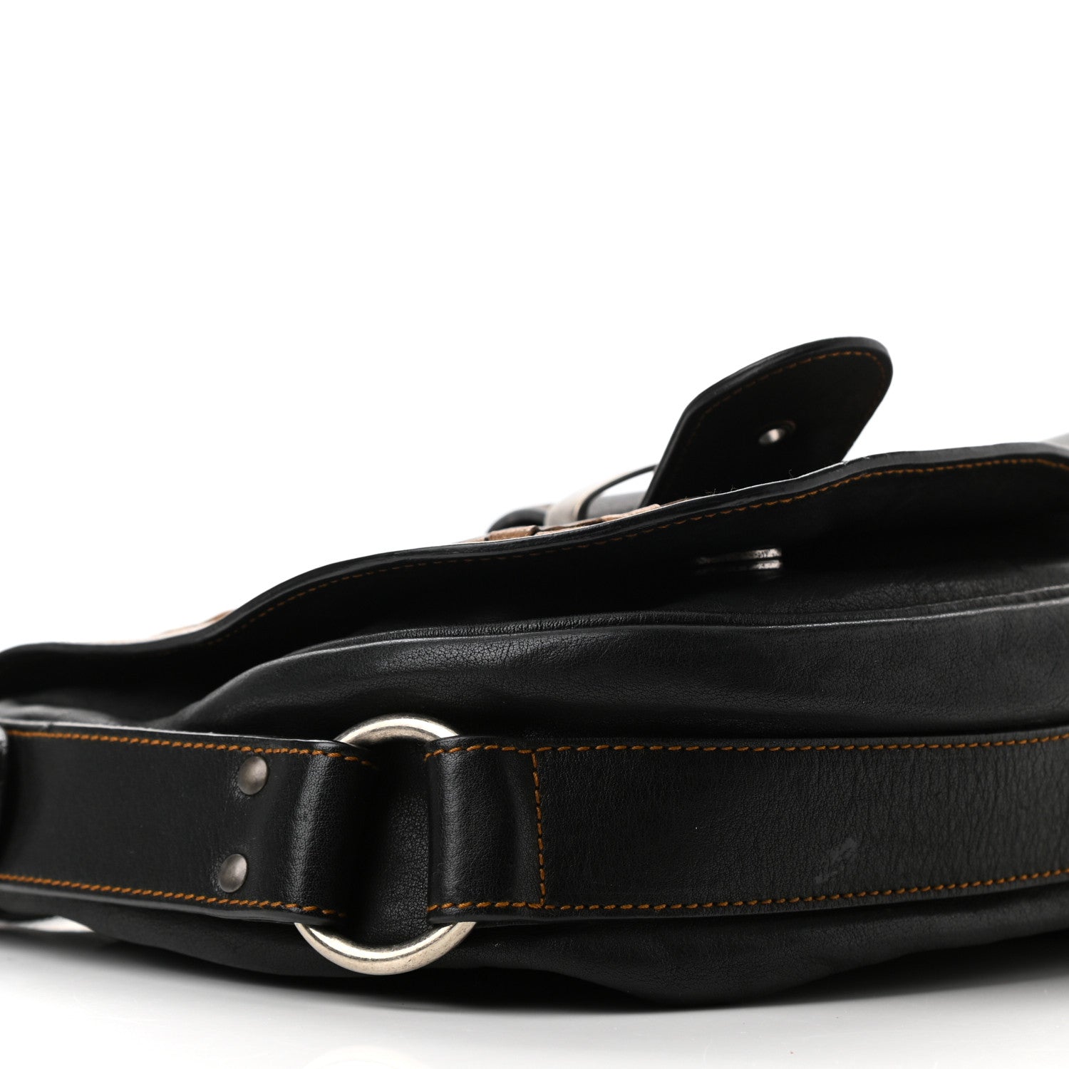 Christian Dior Calfskin Medium Gaucho Double Saddle Bag Black 14 of 21