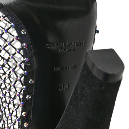 Saint Laurent Mesh Crystal 68 Knee High Boots 39 Black 7 of 8