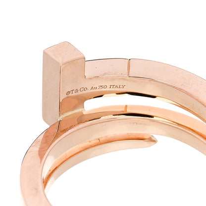 Tiffany 18K Rose Gold Diamond T Square Wrap Ring 52 6 4 of 5