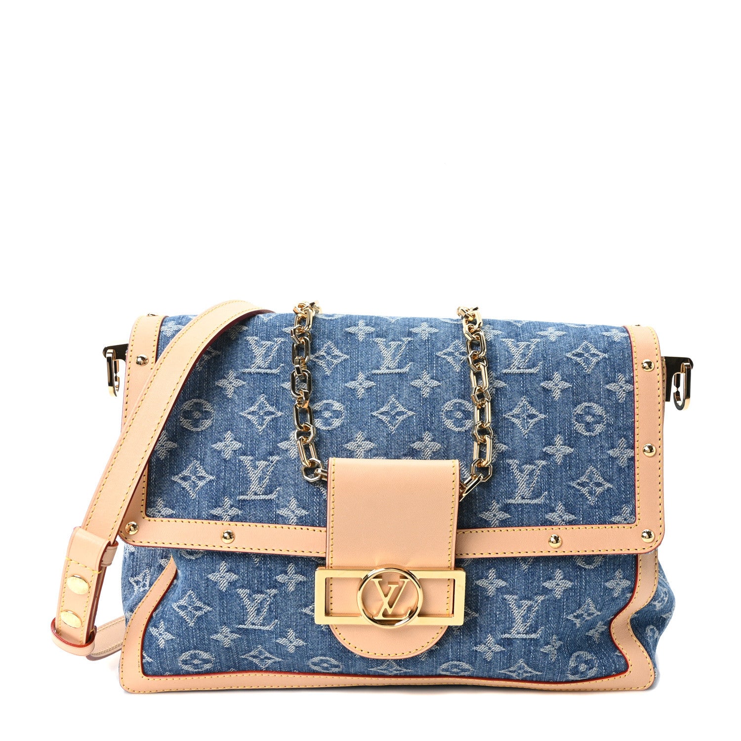 Louis Vuitton Denim Monogram Dauphine Soft GM Blue 1 of 9