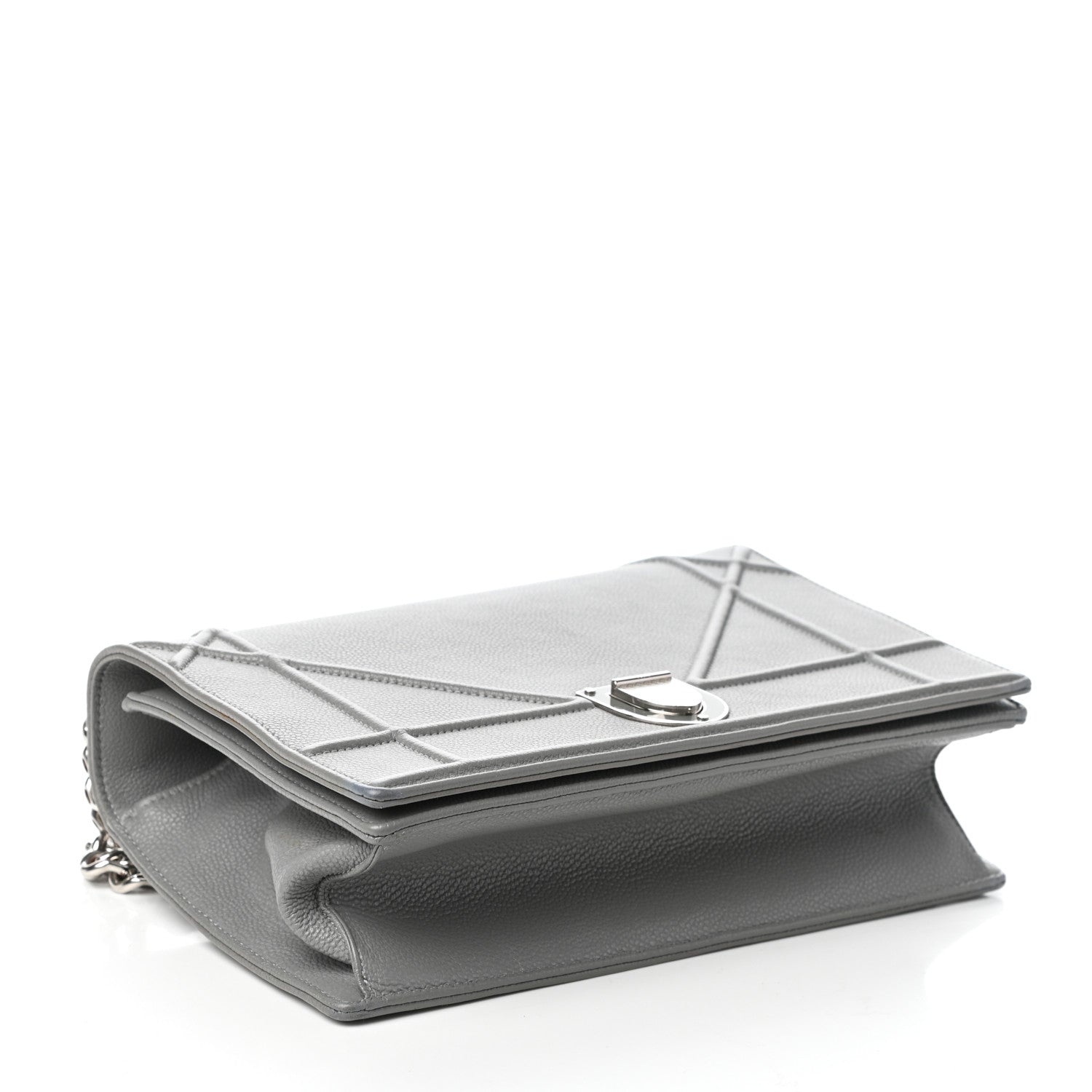 Christian Dior Grained Calfskin Medium Diorama Flap Bag Gris 4 of 9