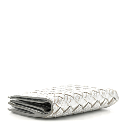 Bottega Veneta Metallic Nappa Intrecciato Small Bi-Fold Zip Wallet Silver 4 of 8