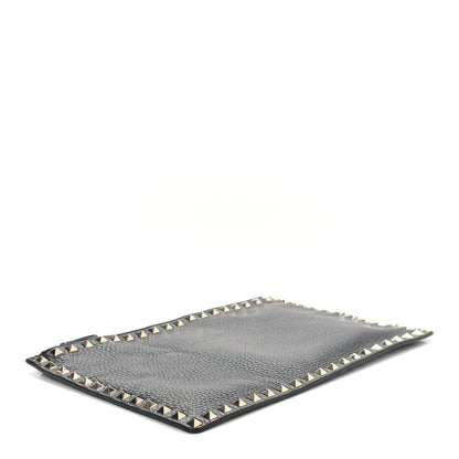 Valentino Garavani Pebbled Calfskin Large Rockstud Zip Pouch Black 4 of 7