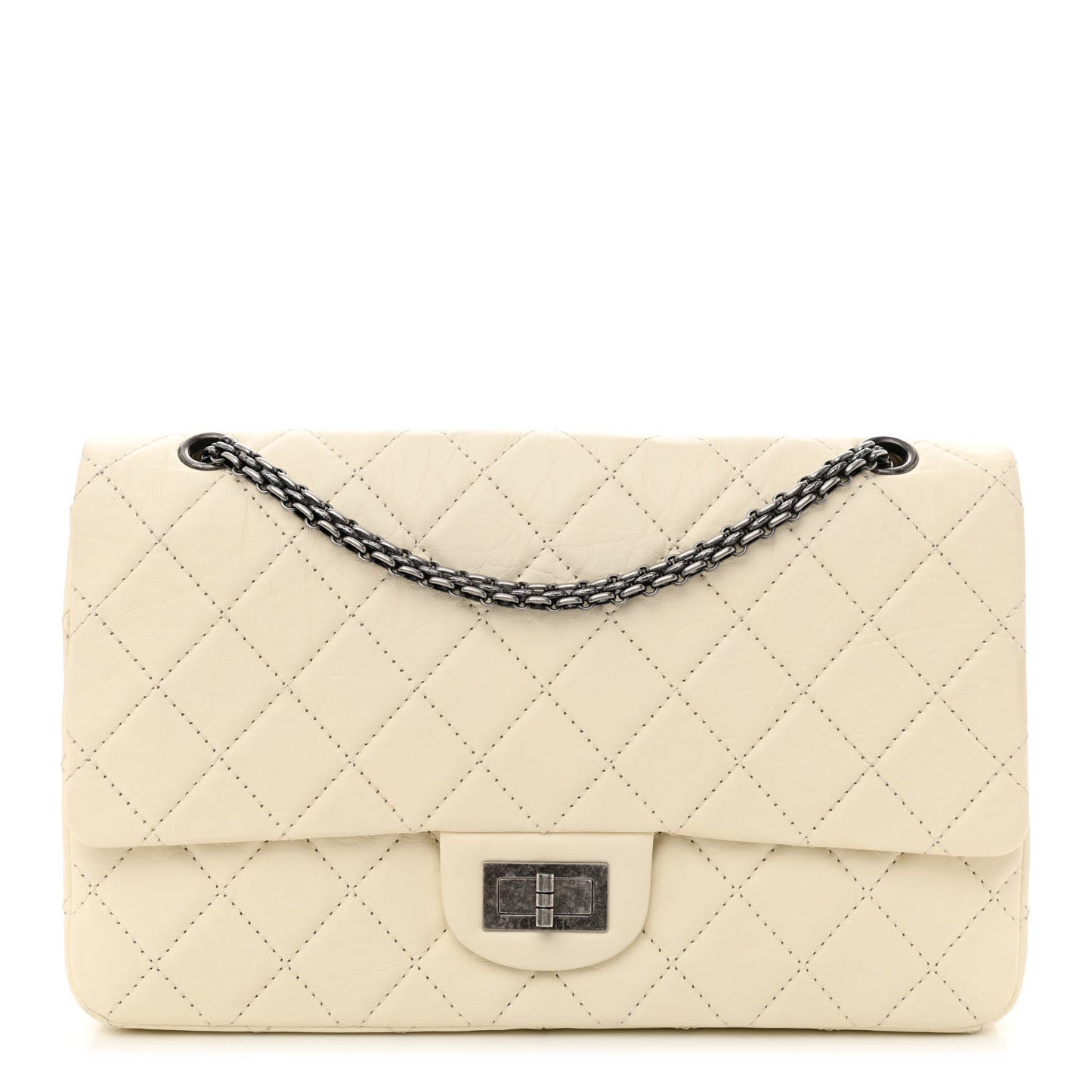 Aged Calfskin Quilted 2.55 Reissue 227 Flap White