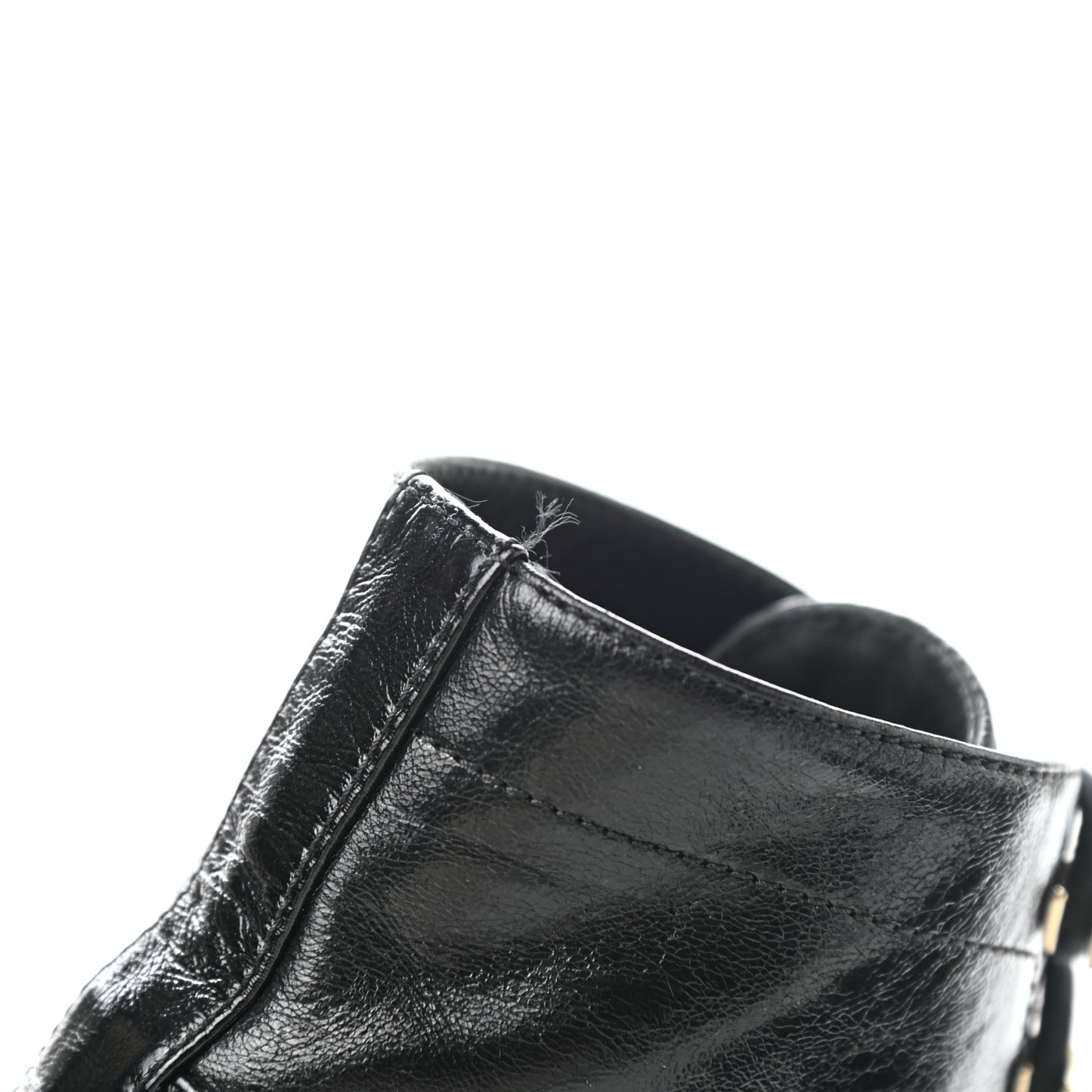 Crumpled Lambskin Shiny Calfskin Lace Up Combat Boots 36 Black