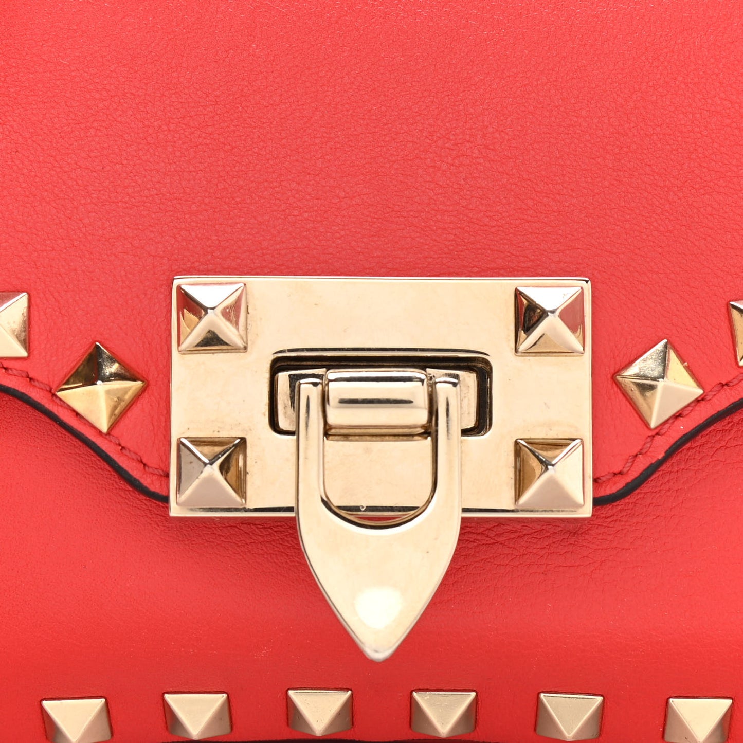 Vitello Mini Rockstud Flap Saddle Crossbody Bag Deep Orange