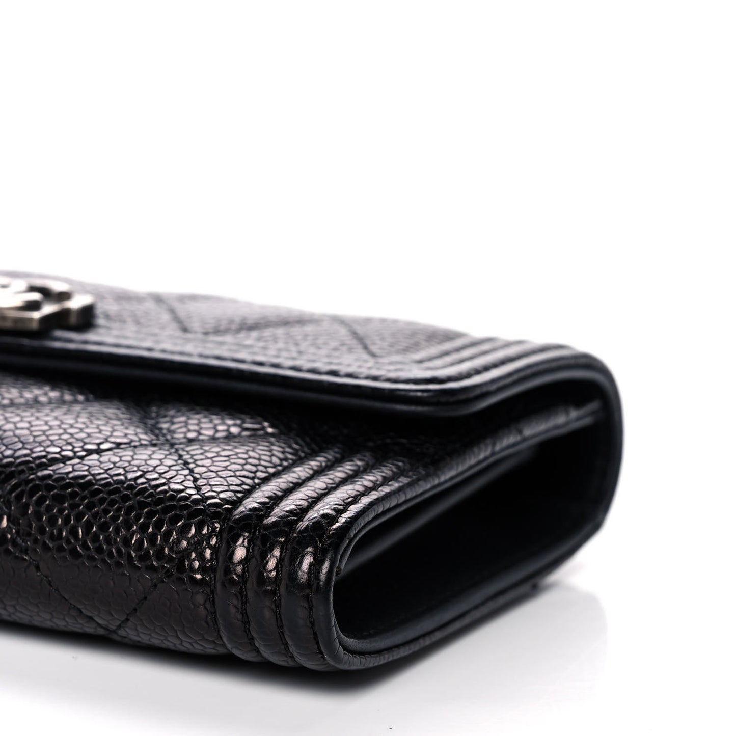 Caviar Quilted Medium Boy Flap Wallet Black