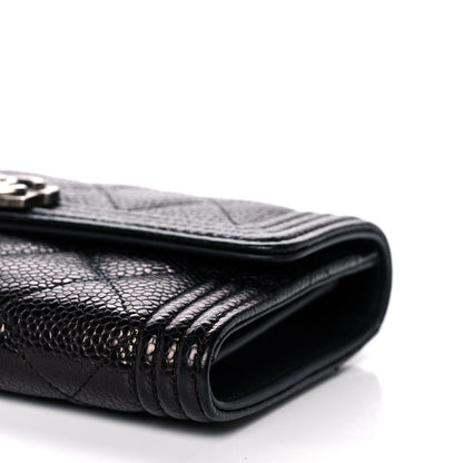 Chanel Caviar Quilted Medium Boy Flap Wallet Black 10 of 13