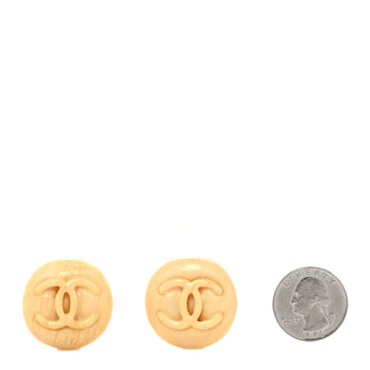Chanel Resin CC Clip On Earrings Beige 2 of 5